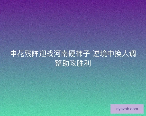 申花残阵迎战河南硬柿子 逆境中换人调整助攻胜利