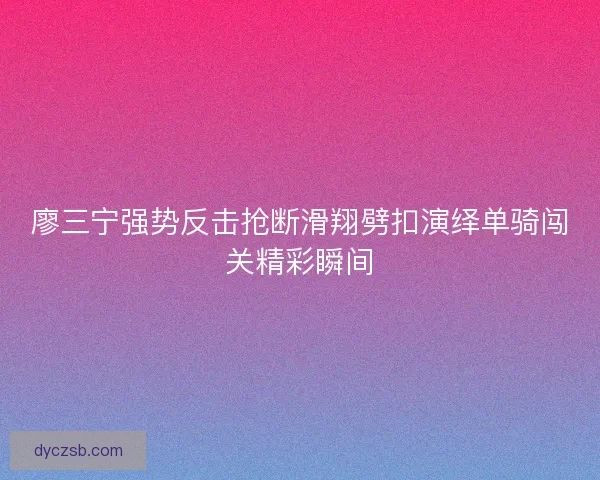 廖三宁强势反击抢断滑翔劈扣演绎单骑闯关精彩瞬间